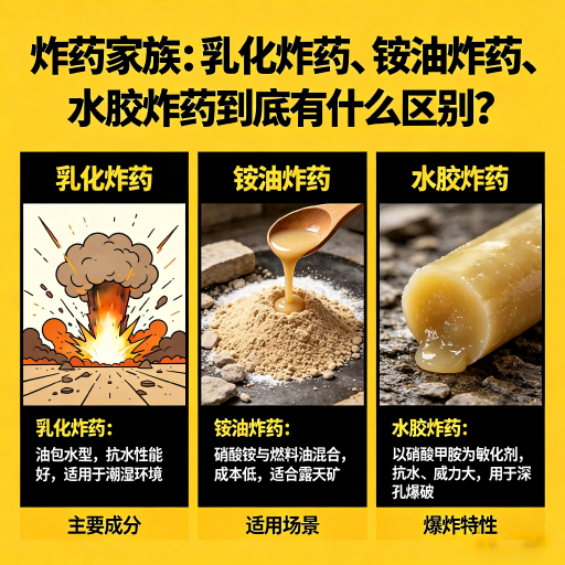 旌阳炸药家族：乳化炸药、铵油炸药、水胶炸药到底有什么区别？